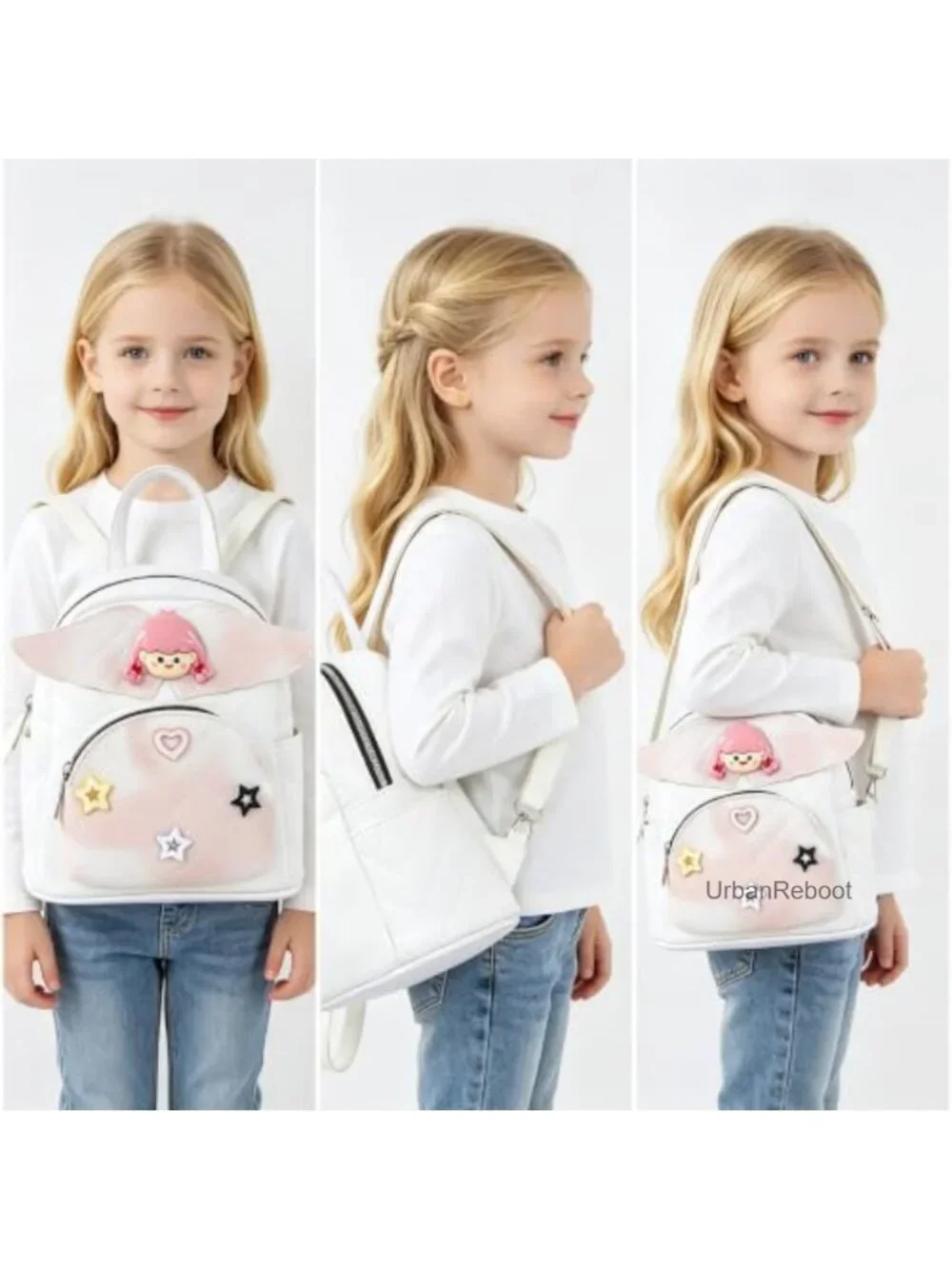 Girls Mini Backpack Angel Wings Corduroy Crossbody Purse Kawaii School Bag